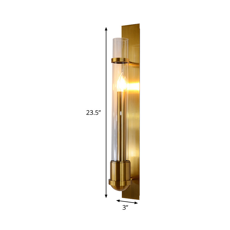 Modern Gold Wall Sconce Light With Clear Glass Shade