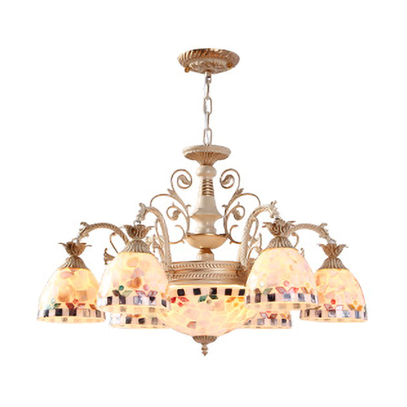 Baroque White Chandelier with Suspended Shells - 5/9/11 Lights