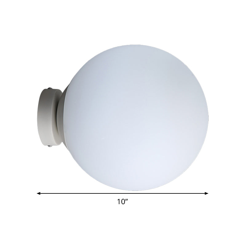 Spherical Glass Sconce Light - Minimalist Wall Mounted Lighting For Balcony 1 Bulb White 10/11.5/13