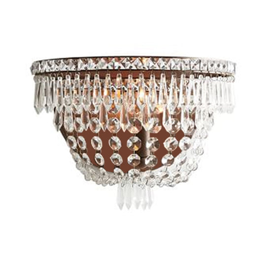 Traditional Style Crystal Beaded Sconce - 1-Light Wall Lighting Idea For Living Room Brown