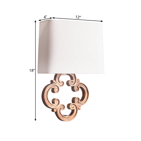 White Fabric Wall Sconce With Countryside Design And Tapered Mount - Perfect For Living Room