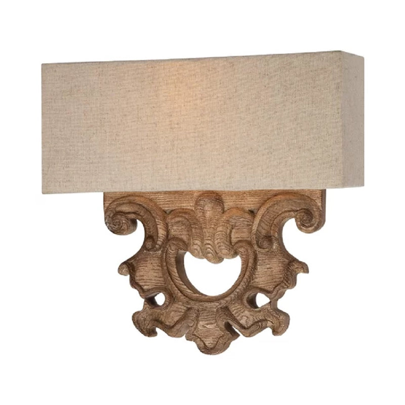 Traditional Style Fabric White Wall Sconce Light Fixture - 12/23 Height Rectangle Design 1