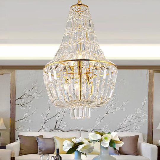 Modernist Crystal Chandelier With 4 Heads - Gold/Silver Bedroom Ceiling Pendant Light Gold