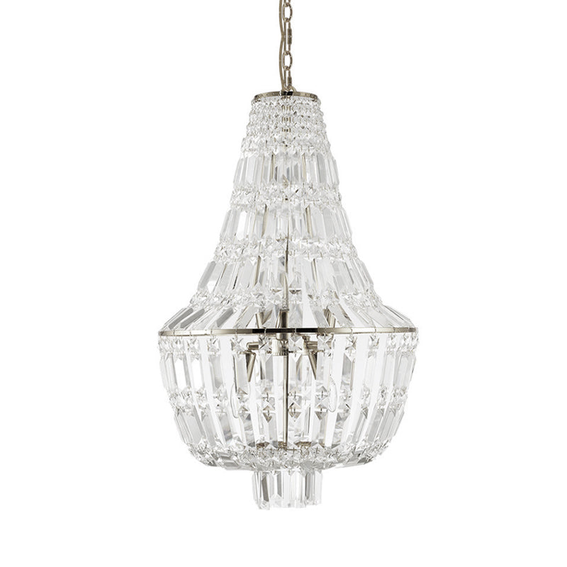 Modernist Crystal Chandelier With 4 Heads - Gold/Silver Bedroom Ceiling Pendant Light