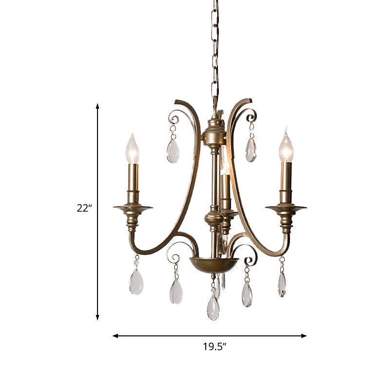 Stylish Modernism Teardrop Chandelier Crystal Pendant Light - Brass, Shade Option - 3 Bulbs Included