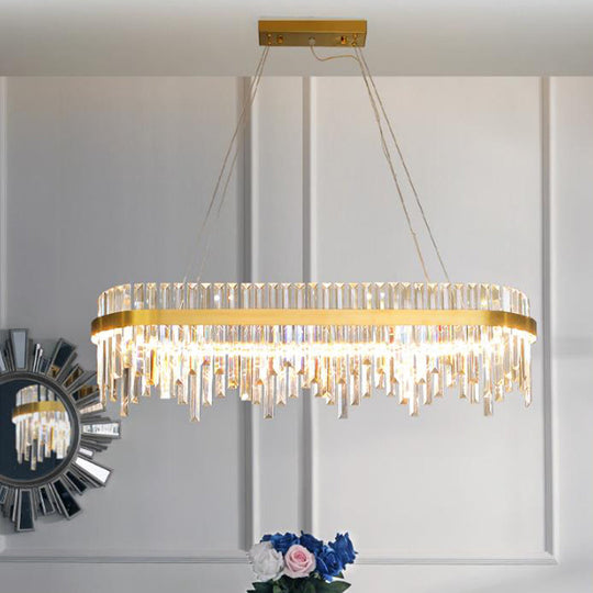 Modern Crystal Led Chandelier Pendant Light For Dining Room - 1-Tier Gold Ceiling Fixture