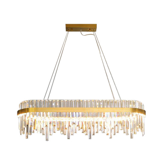 Modern Crystal LED Gold Chandelier - 1-Tier Pendant Light for Dining Room