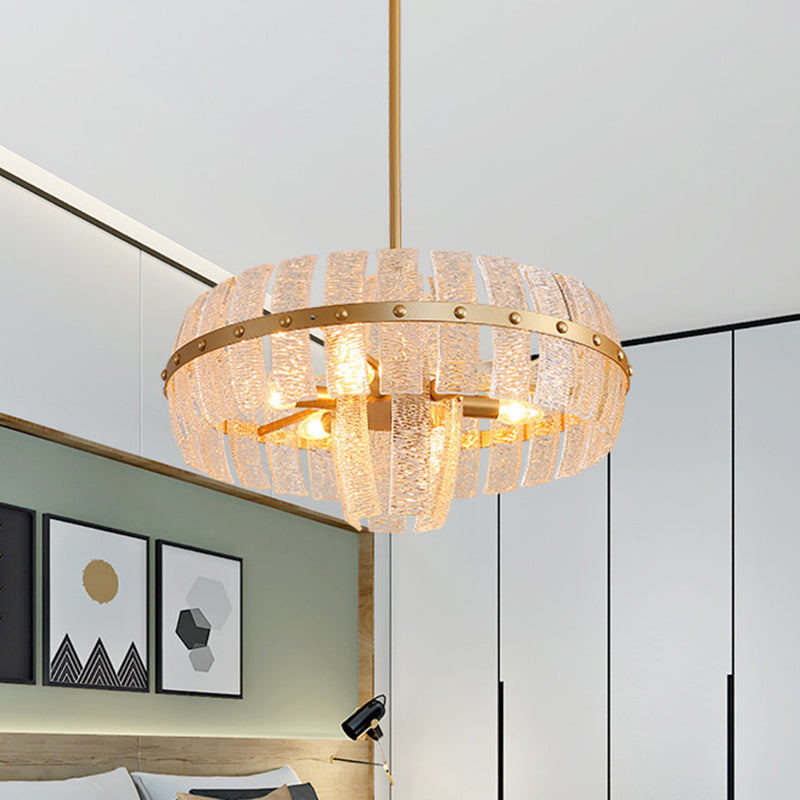 Modern Crystal Chandelier: 6/8 Head Brass Ceiling Light 23.5/31.5 Wide / 23.5