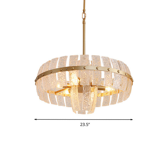 Modern Crystal Chandelier Lamp - Round Brass Ceiling Light, 6/8 Heads, 23.5"/31.5" Wide