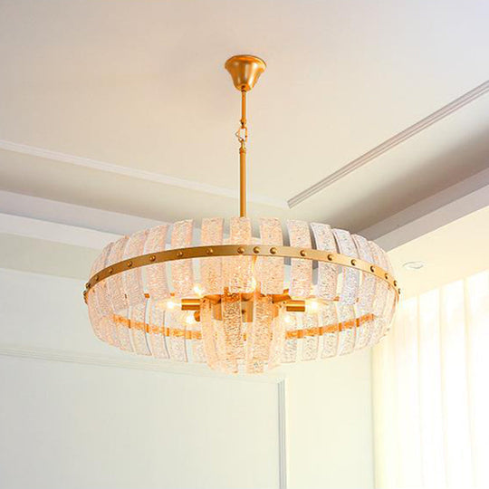 Modern Crystal Chandelier: 6/8 Head Brass Ceiling Light 23.5/31.5 Wide / 31.5