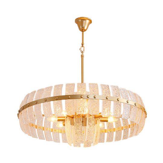 Modern Crystal Chandelier Lamp - Round Brass Ceiling Light, 6/8 Heads, 23.5"/31.5" Wide