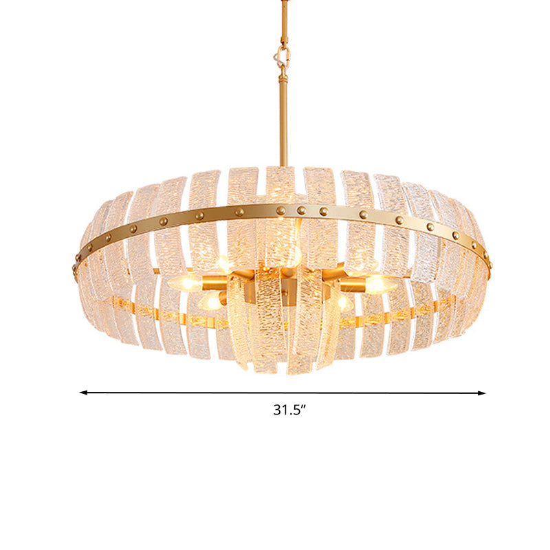 Modern Crystal Chandelier: 6/8 Head Brass Ceiling Light 23.5/31.5 Wide
