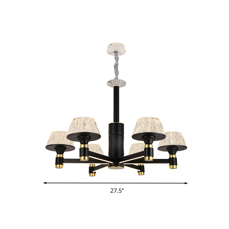 Modernist Crystal Cone Chandelier | Black Pendant Light With 6/8/12 Bulbs Width Options:
