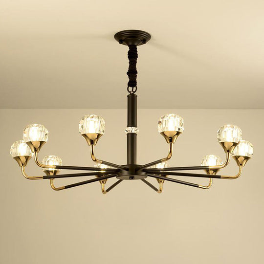 Modernist Beveled Crystal Pendant Chandelier With 6/8/10 Bulbs - Brass Ceiling Hanging Light