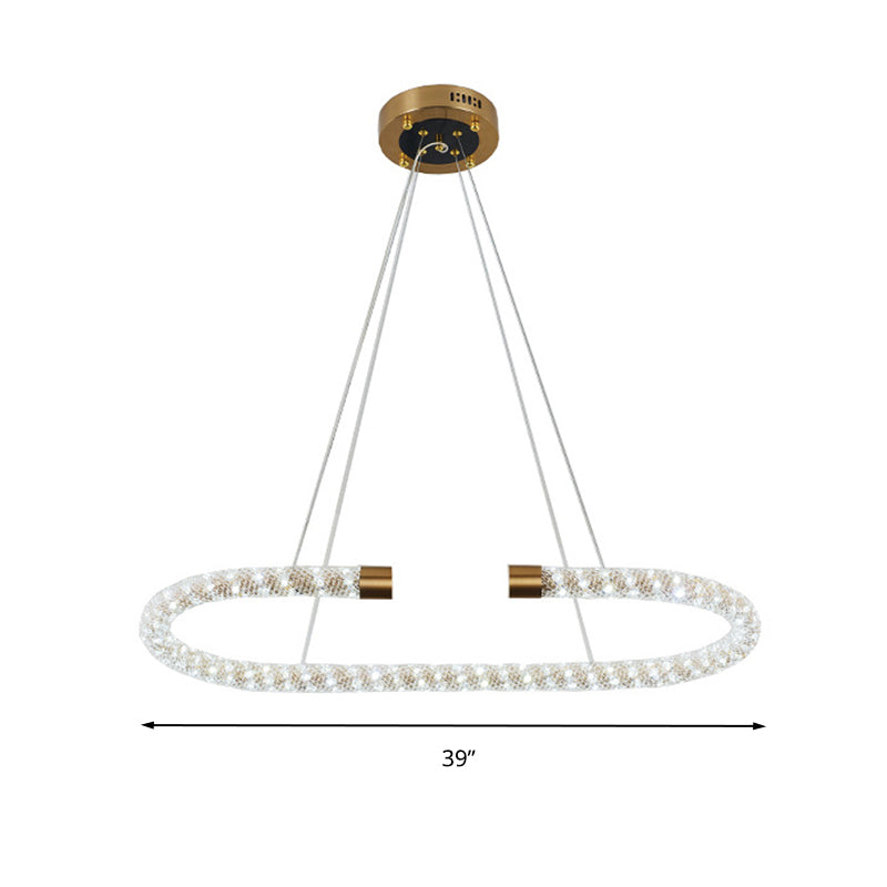 Modern Crystal Chandelier Led Brass Suspended Lighting Fixture In 31.5/39/47 Width
