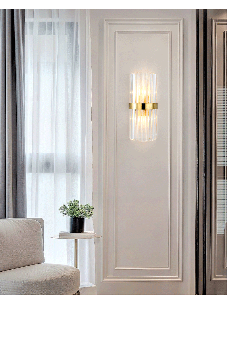 Gold Cylinder/Tapered Wall Sconce: Prismatic Crystal Flush Mount Light For Living Room (2-Light) / B