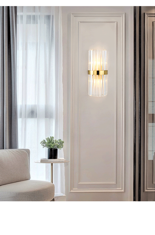 Gold Cylinder/Tapered Wall Sconce: Prismatic Crystal Flush Mount Light For Living Room (2-Light) / B