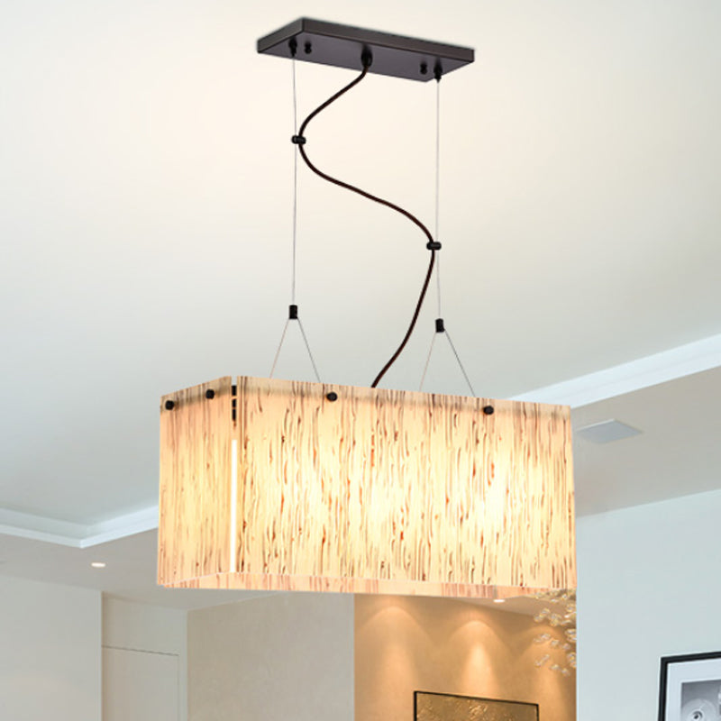 Beige Glass Island Pendant Light With Modernist Style 4 Heads - Dining Room Lighting
