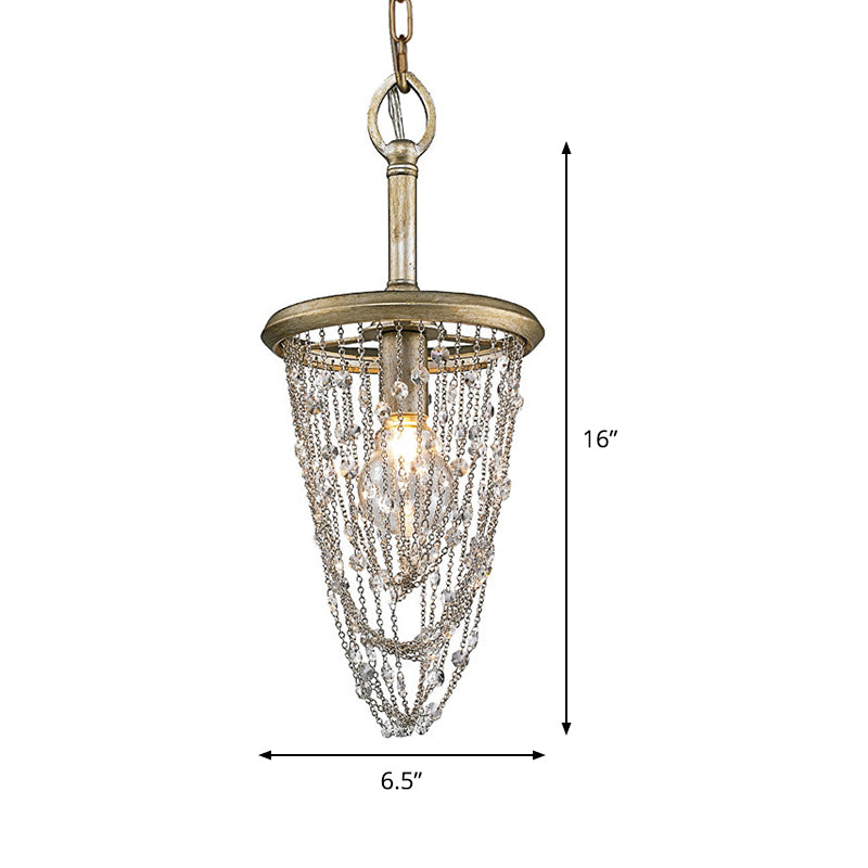Traditional Brown Crystal Pendant Light Fixture - Ideal For Corridor Lighting