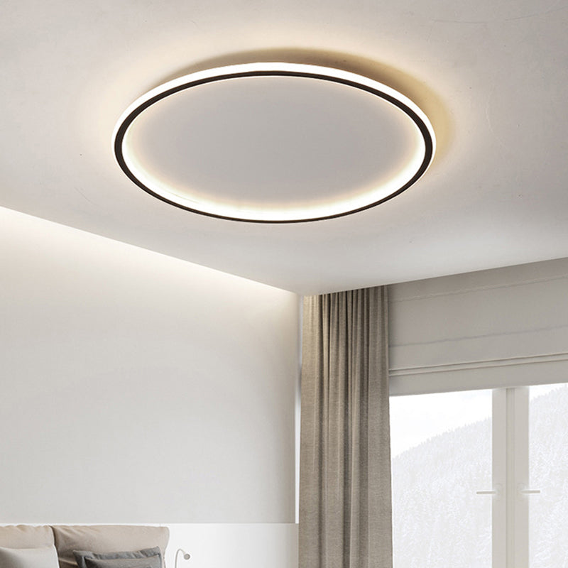 Nordic Style Led Disc Ceiling Light - Aluminum Black Flush Lamp Remote Control Dimming 16/19.5/23.5