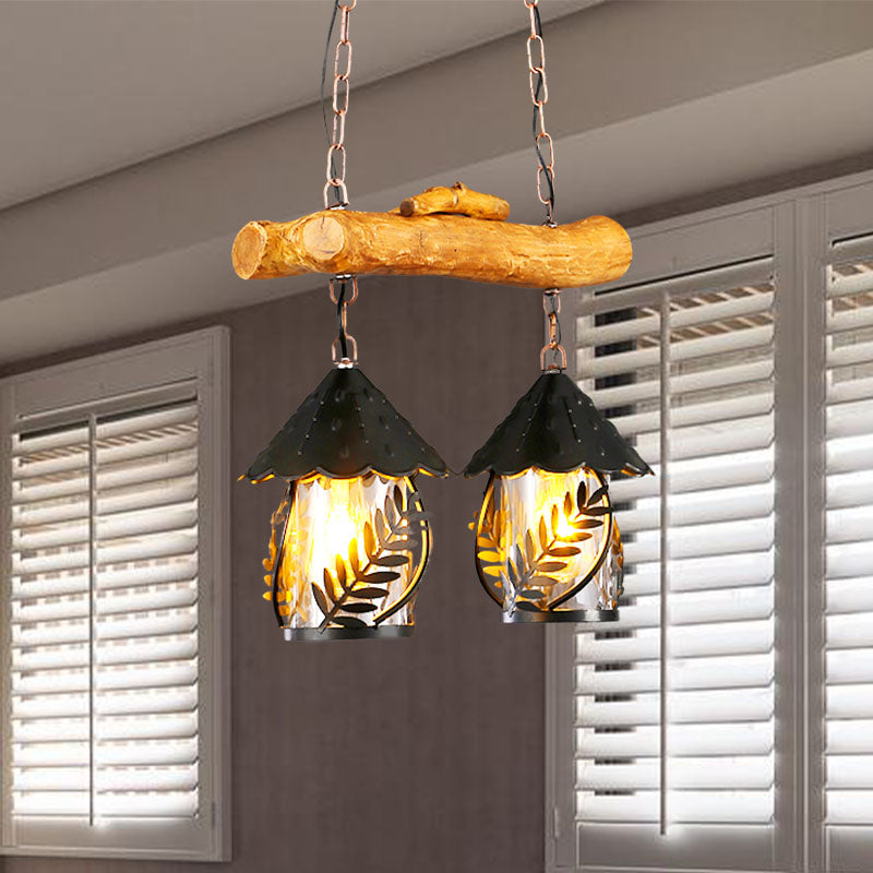 Farmhouse Black Hanging Lamp For Restaurant Island Lighting With 3 Lights Cylinder White