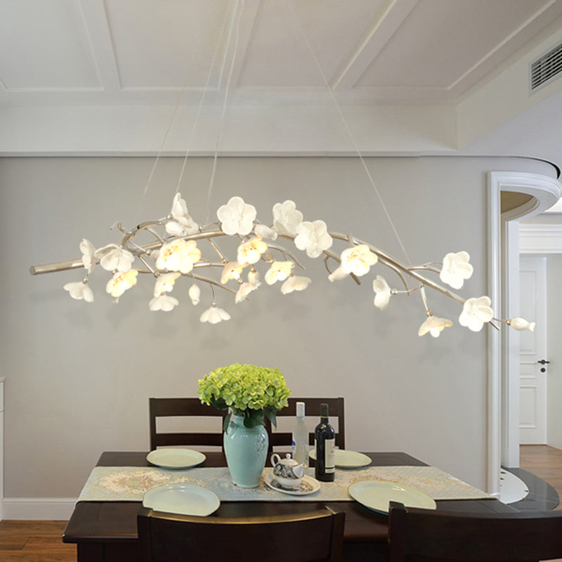 Rustic 9-Light Flower Chandelier In Silver - Bedroom Hanging Lamp Kit