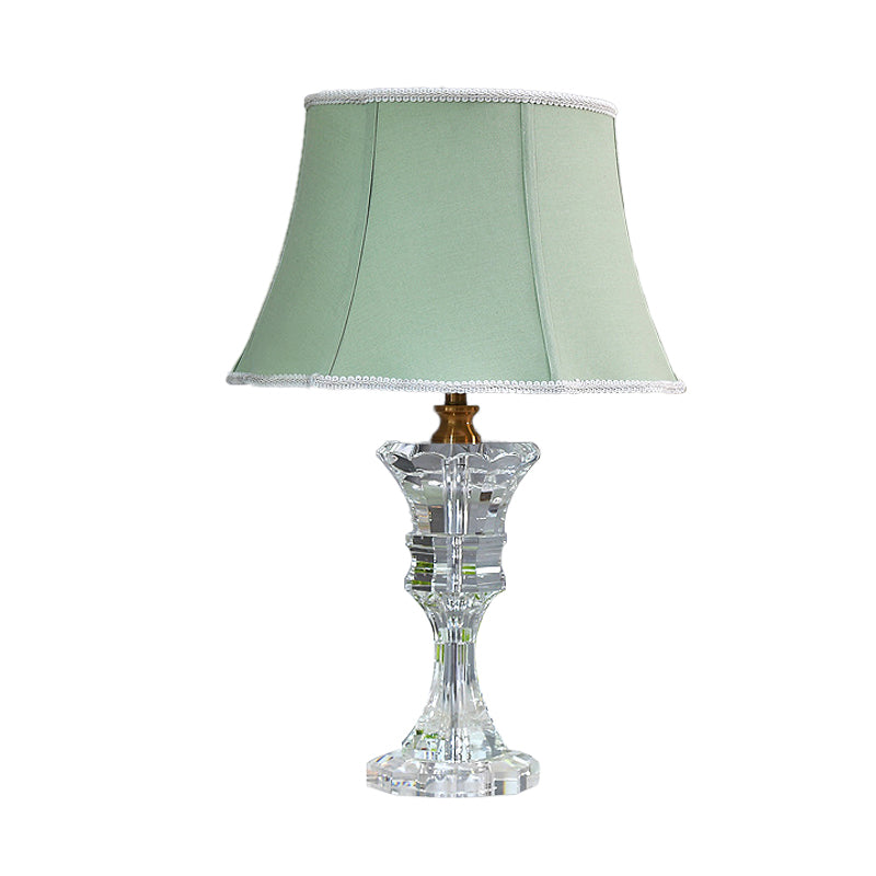 Traditional Green Bell Night Light Table Lamp With Crystal Base - Ideal For Bedrooms
