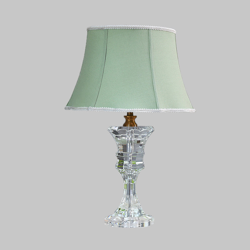 Traditional Green Bell Night Light Table Lamp With Crystal Base - Ideal For Bedrooms