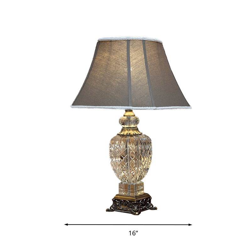 Clear Crystal Night Light Table Lamp - Traditional Brown Urn Shape With Carved Base