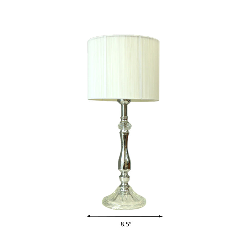 Simple Fabric White Table Lamp With Crystal Base - Perfect For Living Room Ambiance