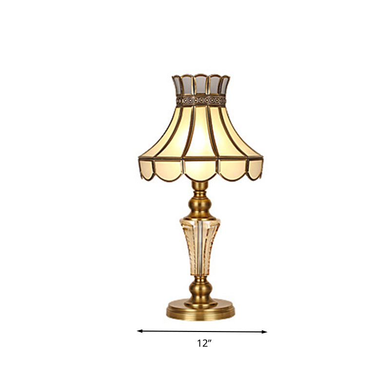 Colonial Crystal Nightstand Lamp In Gold For Bedroom - Elegant 1 Light Table And Lighting