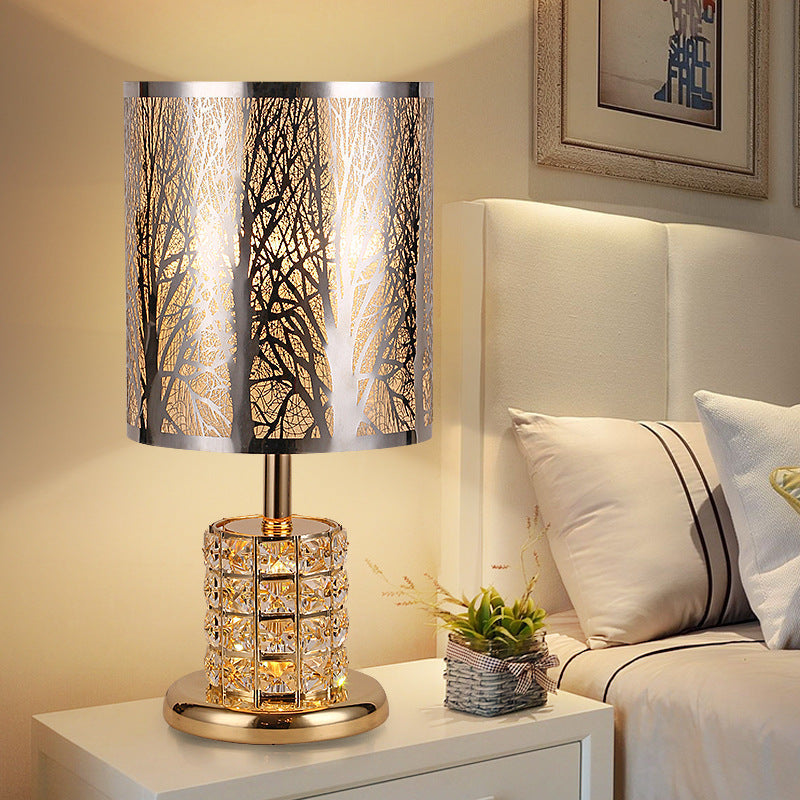 Crystal Gold Nightstand Lamp With Flower/Tree Detail Ideal For Bedroom Traditional Design / Tree