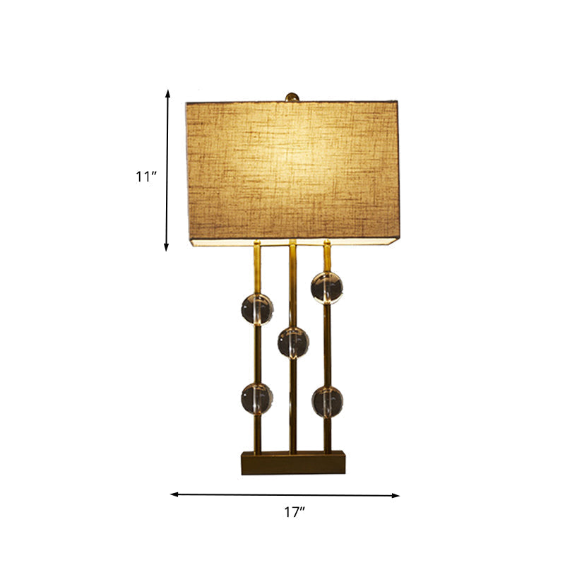 Rustic Beige Fabric Table Lamp With Crystal Deco - Perfect Bedroom Night Light