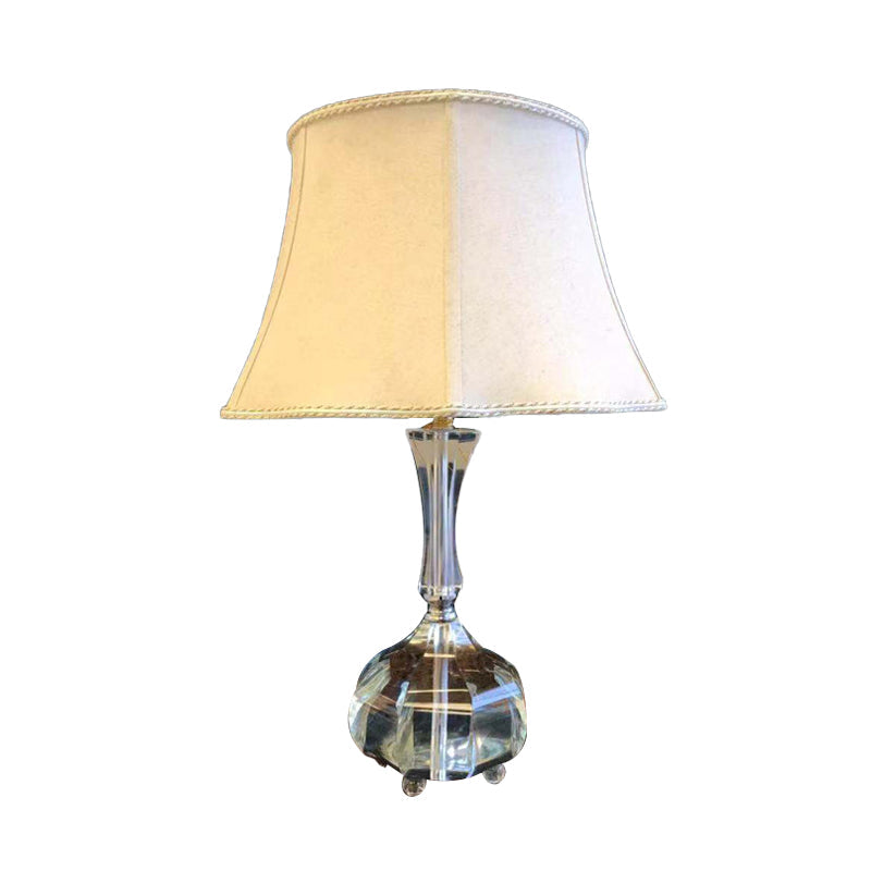 Rustic Fabric Bedside Lamp With Crystal Base For Bedroom
