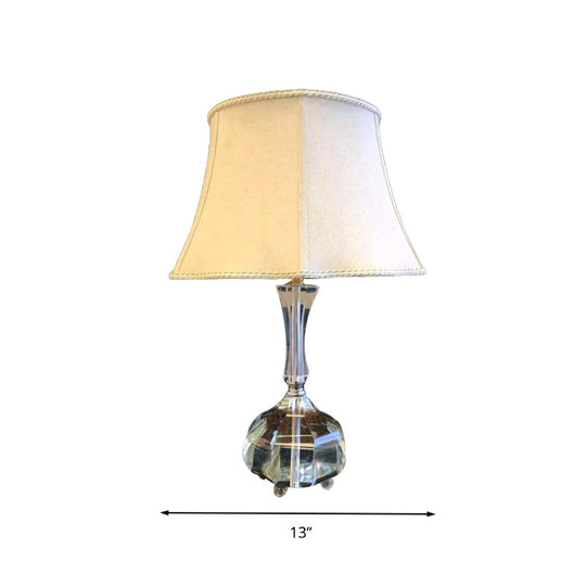 Rustic Fabric Bedside Lamp With Crystal Base For Bedroom