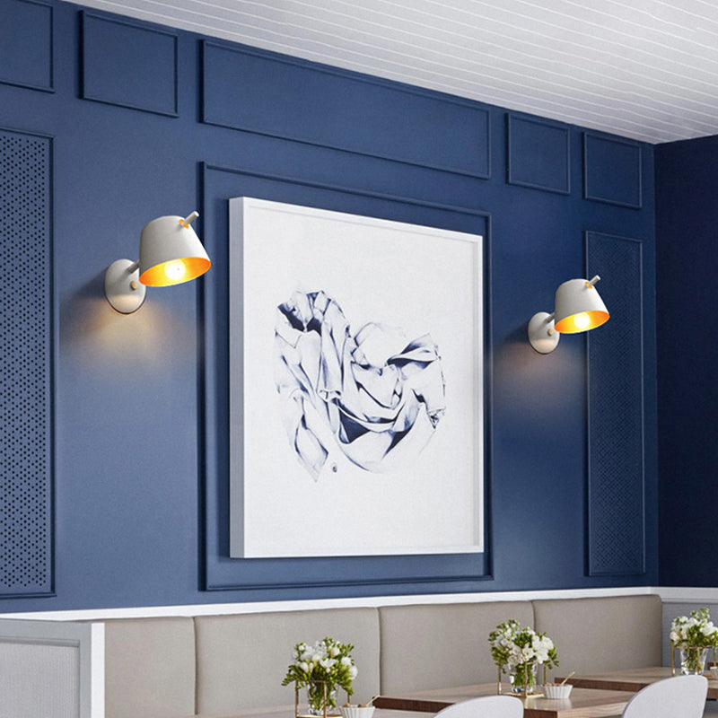 Modern Flare Wall Mount Sconce With 1 Head Metal Shade In Black/White/Blue