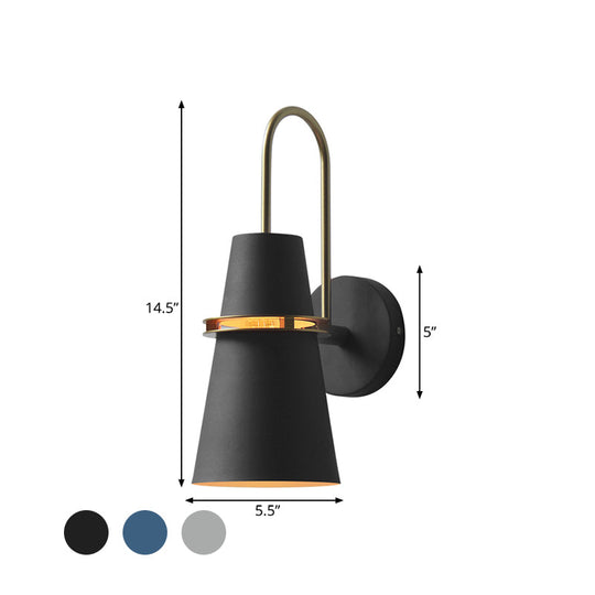 Modernism Tapered Sconce Light: Wall Mounted Lamp For Dining Room - Black/White/Blue