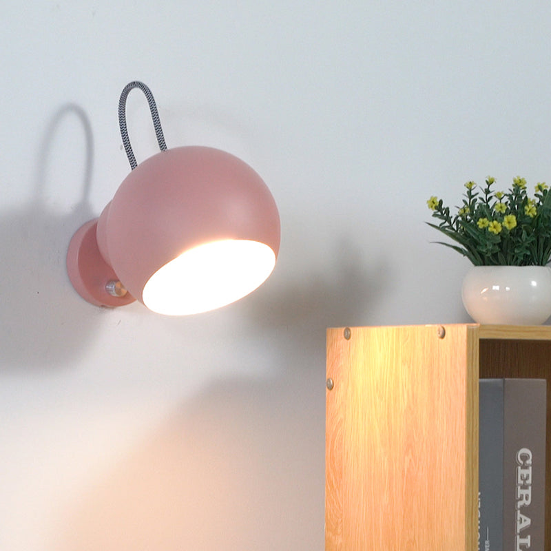 Modern Pink Spherical Wall Light Fixture For Living Room Decor