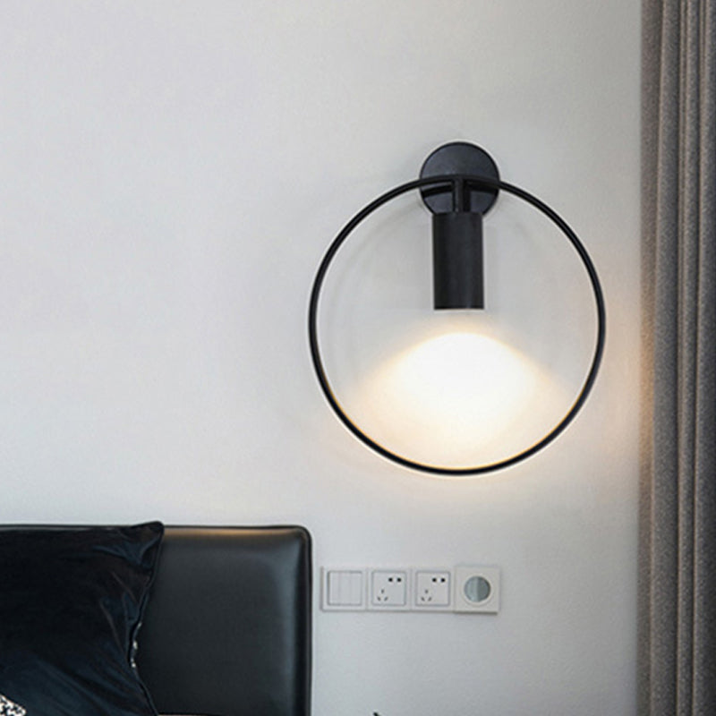 Minimalist Metal Circular Sconce Light: Wall Mounted Black Lamp For Living Room
