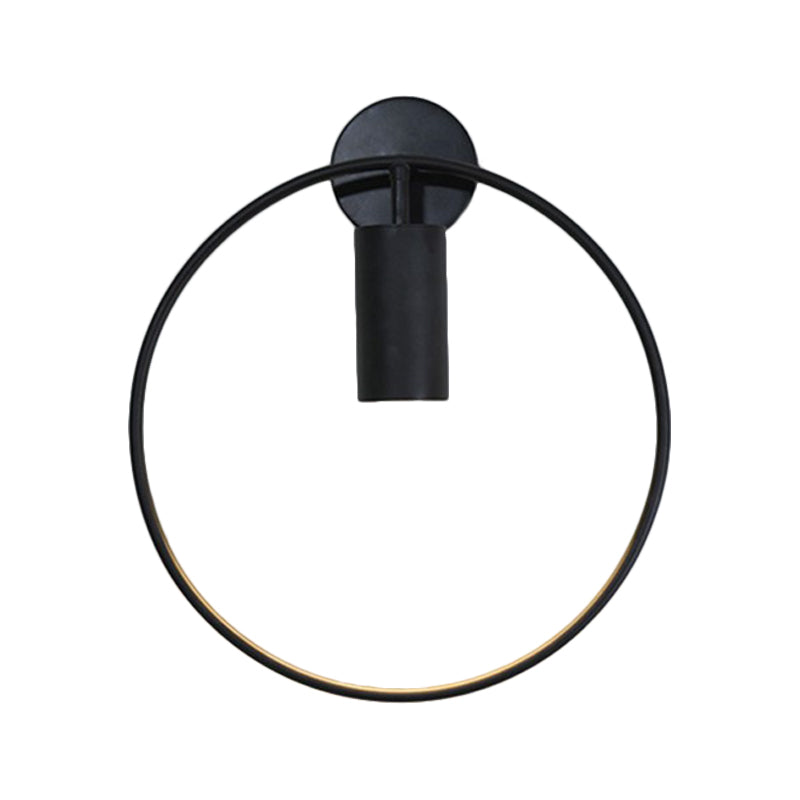 Minimalist Metal Circular Sconce Light: Wall Mounted Black Lamp For Living Room