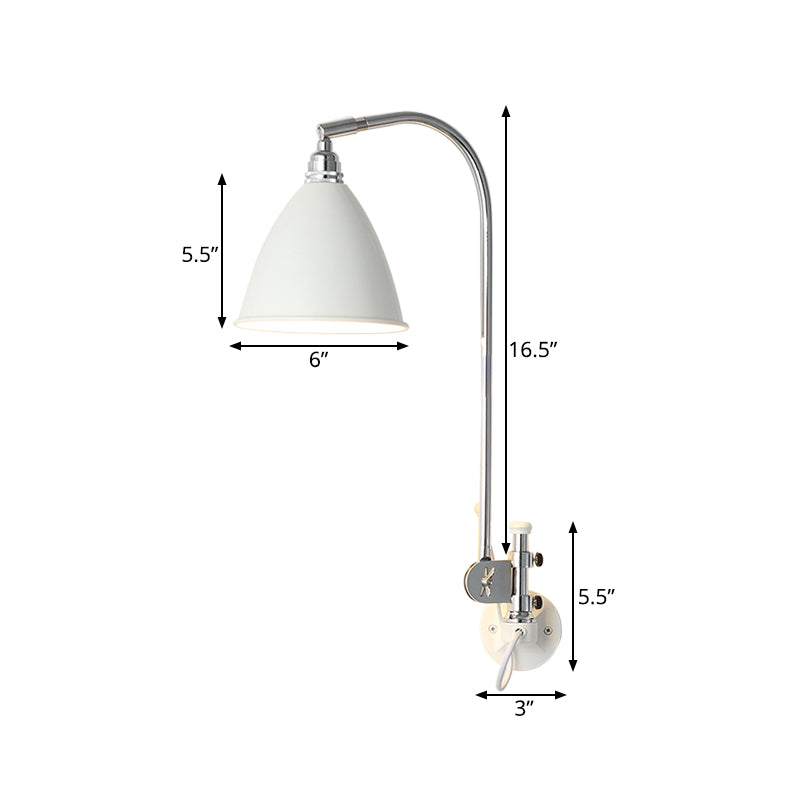 Modern White Sconce With Cone Metal Shade For Bedroom Walls
