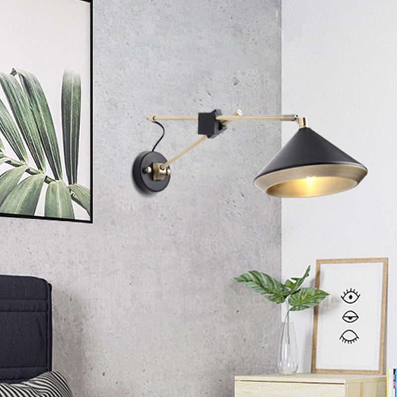 Adjustable Metal Sconce: Modern Wall Light With Flared Design And 1-Bulb Capacity In White/Black