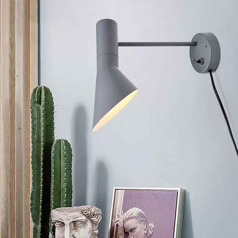 Modern Flare Wall Sconce Light In White/Grey With Rotating Node Grey