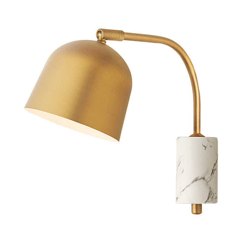 Modern Domed Wall Sconce With Metal Shade And 1 Head In White/Blue/Brass