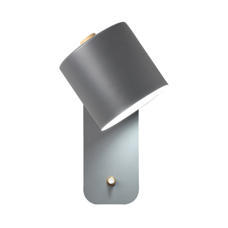 Modern Metal Wall Sconce With Grey/Green Tube Bulb And Rectangle Backplate