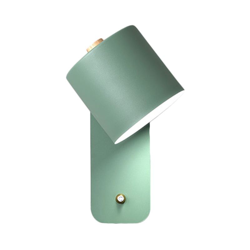 Modern Metal Wall Sconce With Grey/Green Tube Bulb And Rectangle Backplate