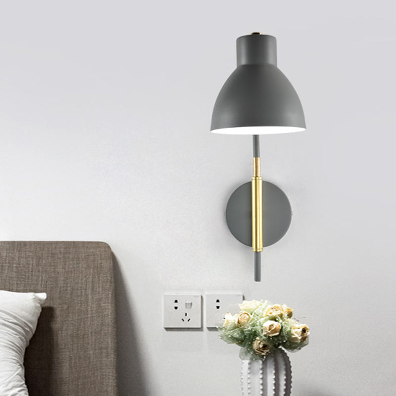 Modern Grey Metal Bowl Wall Lamp With Swing Arm - 1 Head Sconce Light Fixture