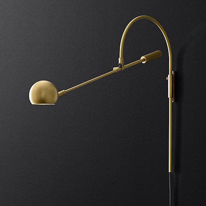 Modern Metal Wall Sconce Light: Globe Design Led Brass/Black Lighting For Living Room Brass