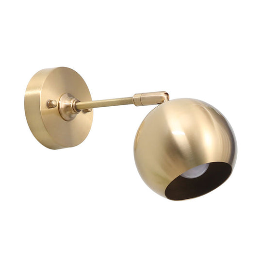 Modern Led Wall Lamp With Brass Dome And Metal Mount - Perfect For Living Rooms