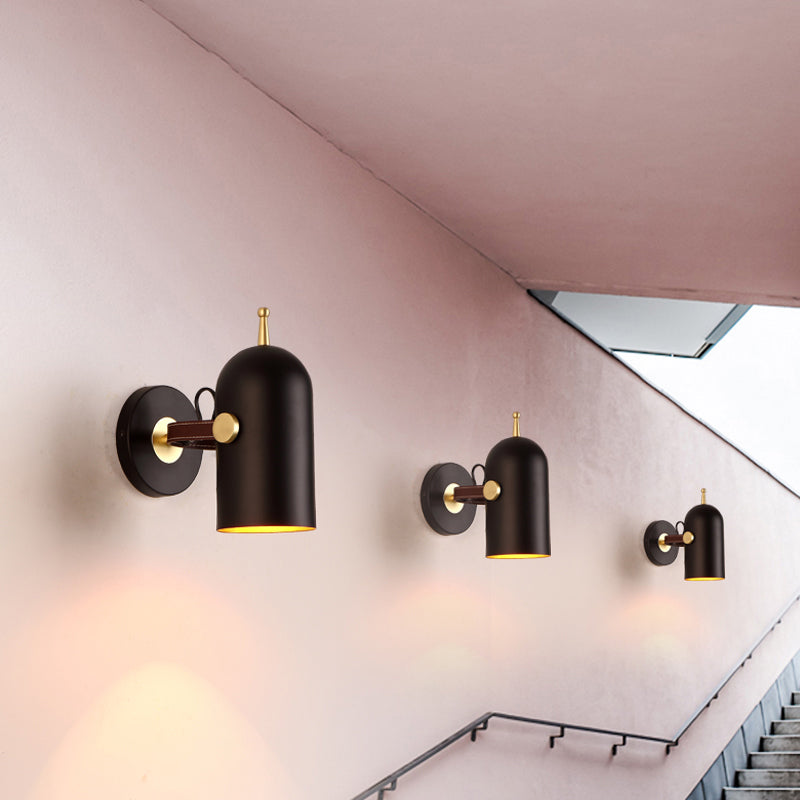 Contemporary Black Led Stair Wall Light With Iron Shade